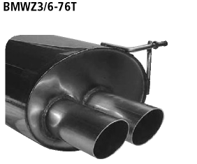 Endschalldämpfer mit Doppel-Endrohr 2 x Ø 76 mm