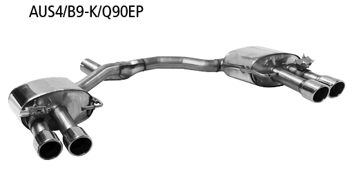 Endschalldämpfer mit Doppel-Endrohr LH+RH 2x Ø 90 mm, mit Lippe,