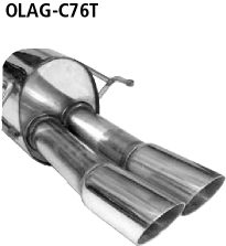 Endschalldämpfer mit Doppel-Endrohr 2 x Ø 76 mm