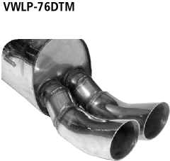 Endschalldämpfer mit Doppel-Endrohr DTM 2 x Ø 76 mm