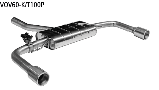 Endschalldämpfer mit Einfach-Endrohr 1x Ø 100 mm LH+RH, mit Eins