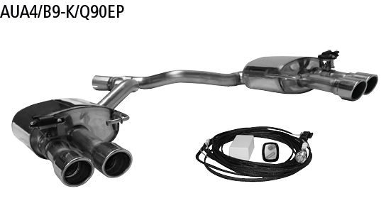 Endschalldämpfer mit Doppel-Endrohr 2x Ø 90 mm LH+RH, mit Lippe,