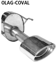 Endschalldämpfer mit Einfach-Endrohr oval 153 x 95 mm