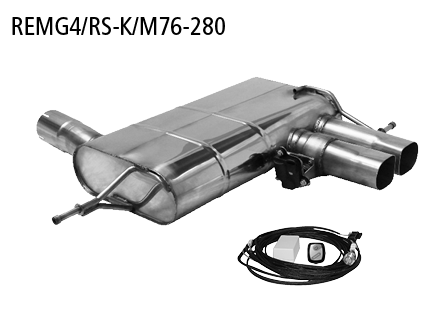 Endschalldämpfer mit Doppel-Endrohr mitte 2x Ø 76 mm, mit Abgask