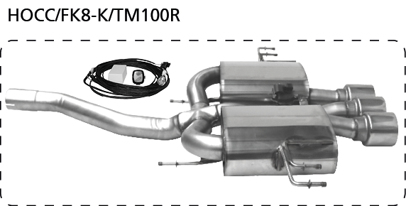 Endschalldämpfer mit 3 x Ø 100 Endrohr mittig, im RACE Look, mit