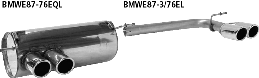 Endschalldämpfer mit Doppel-Endrohr LH 2 x Ø 76 mm eingerollt 20