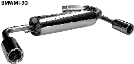 Endschalldämpfer querliegend mit 2 Endrohren Ø 90 mm seitlicher