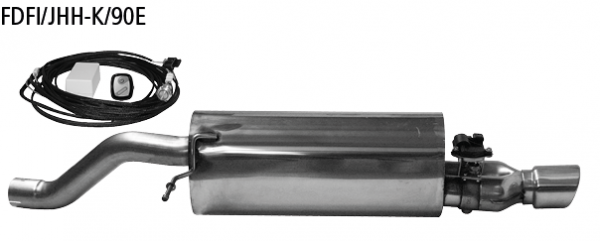 Endschalldämpfer mit Einfach-Endrohr RH, 1 x Ø 90 mm, 20° schräg