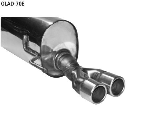 Endschalldämpfer mit Doppel Endrohr und Lippe 2 x Ø 70 mm