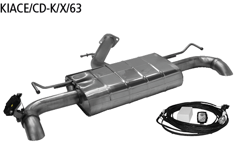Endschalldämpfer mit 1x Ausgang Ø 63 mm LH+RH mit Abgasklappe