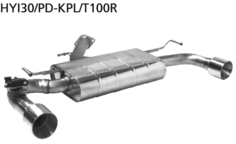 Endschalldämpfer mit Einfach-Endrohr 1x Ø100 mm LH+RH, gerade (i
