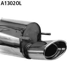 Endschalldämpfer mit Einfach-Endrohr oval 153 x 95 mm